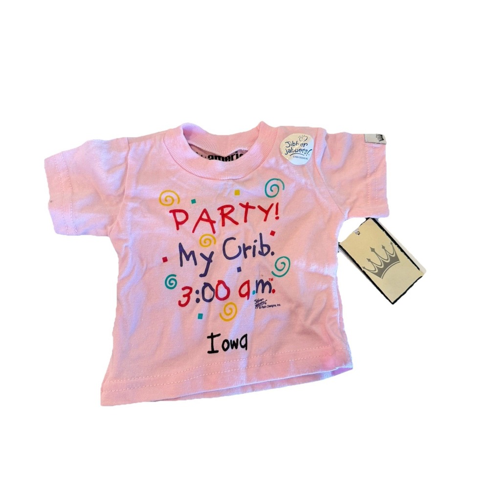 American Crown Infant Top Shirt‎ 0-3 Months Pink - Iowa- Party My Crib 3 AM NWT